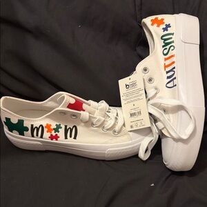 White Autism Mom Awareness  Shoes Size 8 Women’s